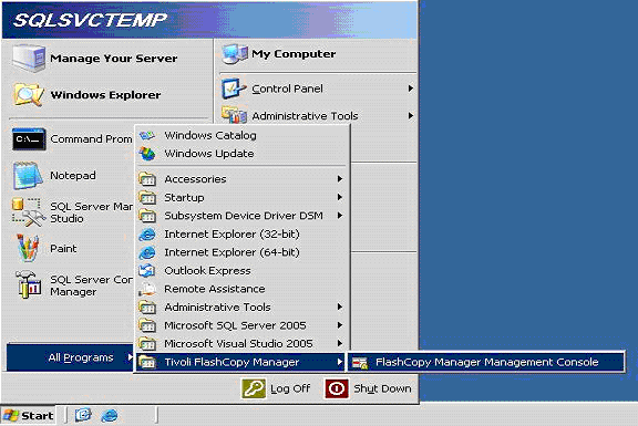 start-ibm-tivoli-storage-flashcopy-manager-from-start-menu